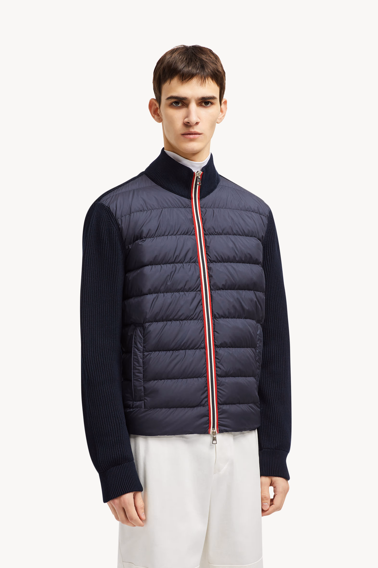 Cárdigan acolchado de algodón con cremallera Hombre Azul marino Moncler 3